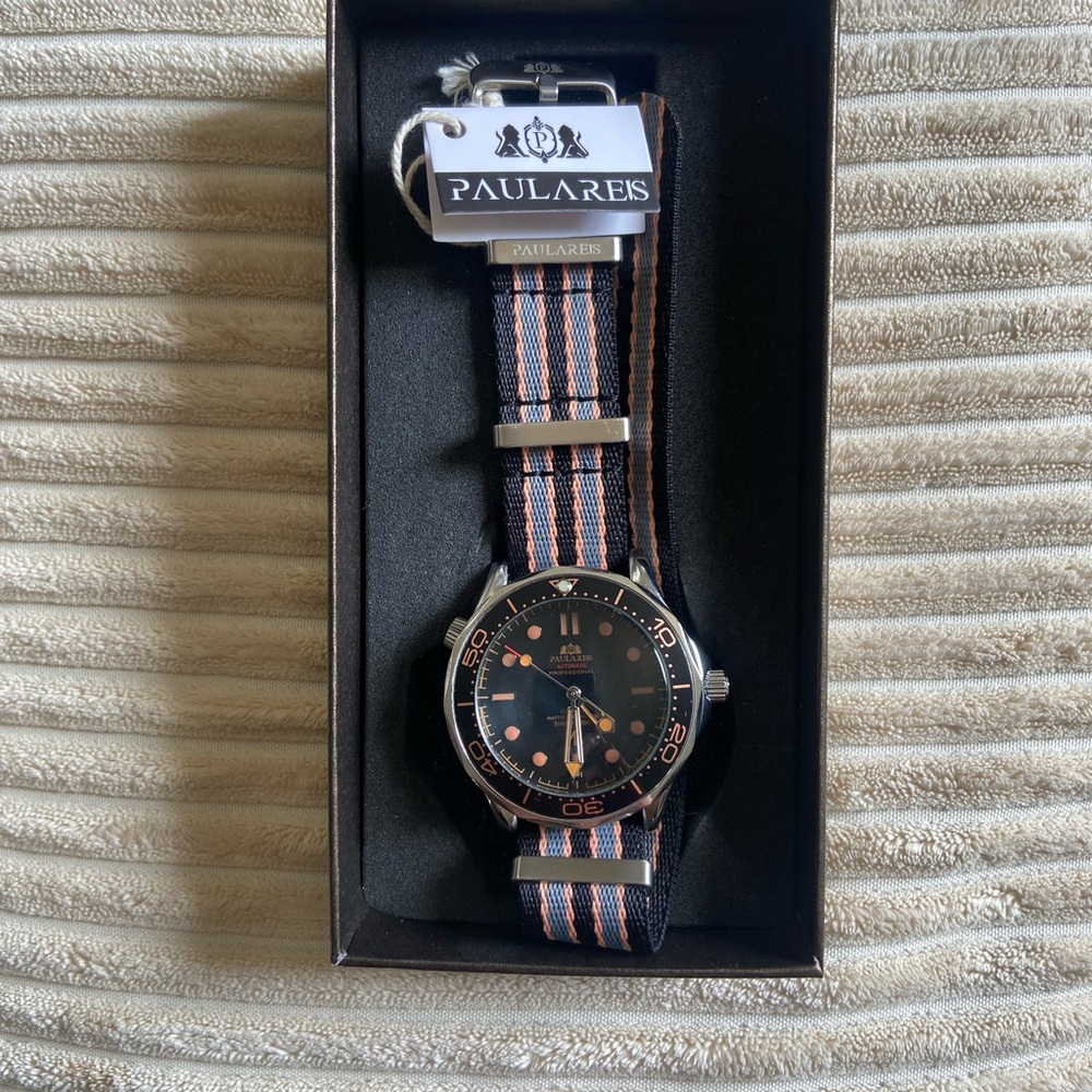 Paulares Sporty Black and Orange Watch Strap